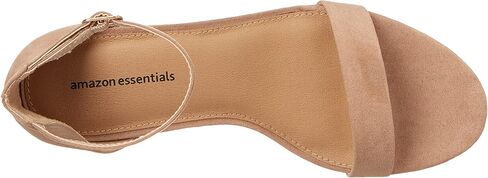 صندل بكعب نسائي من Amazon Essentials بحزامين، أسمر ضارب للصفرة، 6.5 in Kuwait