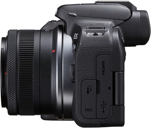 كاميرا Canon EOS R10 بدقة 24.2 ميجابكسل بمستشعر APS-C CMOS بدون مرآة مع عدسات 18-45 مم + عدسات 75-300 مم + ذاكرة فائقة 128 جيجابايت، ضوء فيديو LED، عدسة زاوية واسعة، عدسة مقربة، مرشحات - حزمة احترافية 44 قطعة (متجددة) in Kuwait
