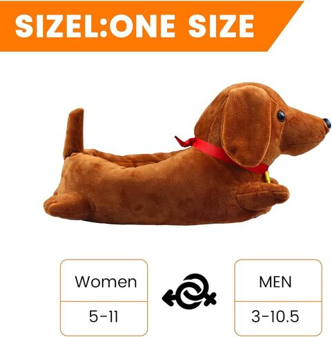 Dachshund Slippers for Women and Men Cute Wiener Dog Plush House Slippers with 3D Tail Non-Slip Cozy Doxie Animal Slippers Gifts for Dachshund Lovers in Saudi Arabia