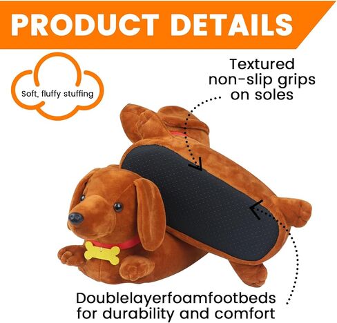 Dachshund Slippers for Women and Men Cute Wiener Dog Plush House Slippers with 3D Tail Non-Slip Cozy Doxie Animal Slippers Gifts for Dachshund Lovers in Saudi Arabia