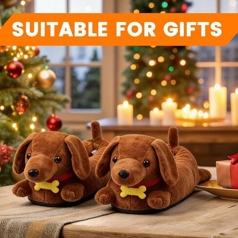 Dachshund Slippers for Women and Men Cute Wiener Dog Plush House Slippers with 3D Tail Non-Slip Cozy Doxie Animal Slippers Gifts for Dachshund Lovers in Saudi Arabia