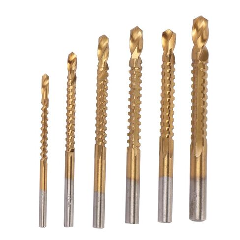 Spiral Bit, 6 Pcs Spiral Bit HSS Serrated Side Cutting Drill Bits for Wood Metal Plastic, Various Size, Masonry Drill Bit Sets in Saudi Arabia