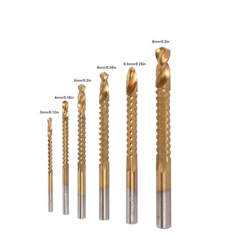 Spiral Bit, 6 Pcs Spiral Bit HSS Serrated Side Cutting Drill Bits for Wood Metal Plastic, Various Size, Masonry Drill Bit Sets in Saudi Arabia