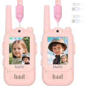Mafiti Toys for 3 4 5 6 7 8 Year Old Boys Girls Mini Video Walkie Talkies for Kids 2 Pack Rechargeable 1000 Feet Range Birthday Indoor Outdoor (Blue+Blue) in Kuwait