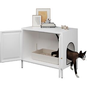 أوبابو القمامة القمامة العلبة ، أثاث حمامات القطط المعدنية مع باب الحظيرة ، منزل الحيوانات الأليفة ، تناسب معظم الصندوق القمامة ، الأسود ، التجميع مطلوب in Kuwait