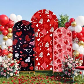 عيد الحب مجموعة غطاء خلفية قوس من 3-4 أقدام 5 أقدام 6 أقدام أحمر وردي القلب دنة قوس حامل يغطي كشك الصورة جولة أعلى لعيد الحب الزفاف الذكرى عيد ميلاد حزب الديكور (الوردي) in Kuwait