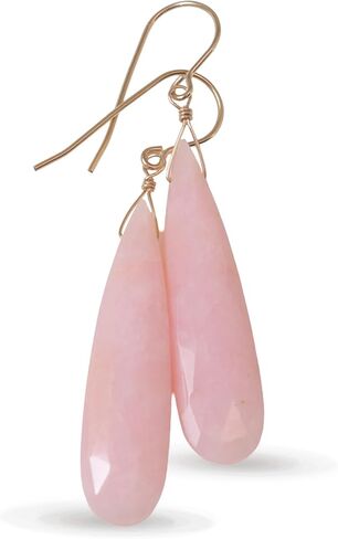 Pink Opal Earrings Soft Pink Long Faceted Teardrops Briolette Dangles in Saudi Arabia