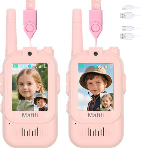 Mafiti Toys for 3 4 5 6 7 8 Year Old Boys Girls Mini Video Walkie Talkies for Kids 2 Pack Rechargeable 1000 Feet Range Birthday Indoor Outdoor (Blue+Blue) in Kuwait