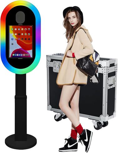 Photo Booth Shell Compatible with iPad Tablet 10.2'' 10.5’’ 10.9'' 11'' 12.9'' 13'' Selfie Protable iPad Photo Booth Machine with Flight Case for Parties Wedding Rental (Black, Photo Booth Machine) in Saudi Arabia
