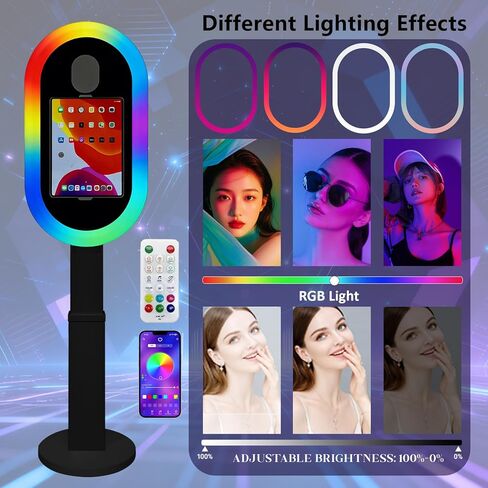 Photo Booth Shell Compatible with iPad Tablet 10.2'' 10.5’’ 10.9'' 11'' 12.9'' 13'' Selfie Protable iPad Photo Booth Machine with Flight Case for Parties Wedding Rental (Black, Photo Booth Machine) in Saudi Arabia