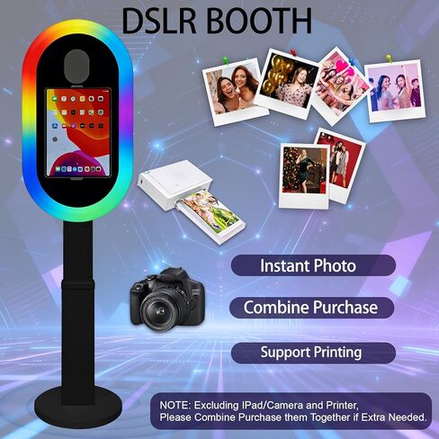 Photo Booth Shell Compatible with iPad Tablet 10.2'' 10.5’’ 10.9'' 11'' 12.9'' 13'' Selfie Protable iPad Photo Booth Machine with Flight Case for Parties Wedding Rental (Black, Photo Booth Machine) in Saudi Arabia