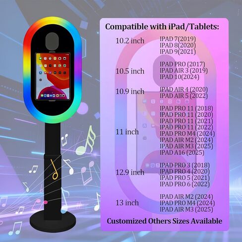 Photo Booth Shell Compatible with iPad Tablet 10.2'' 10.5’’ 10.9'' 11'' 12.9'' 13'' Selfie Protable iPad Photo Booth Machine with Flight Case for Parties Wedding Rental (Black, Photo Booth Machine) in Saudi Arabia