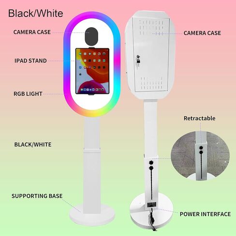 Photo Booth Shell Compatible with iPad Tablet 10.2'' 10.5’’ 10.9'' 11'' 12.9'' 13'' Selfie Protable iPad Photo Booth Machine with Flight Case for Parties Wedding Rental (Black, Photo Booth Machine) in Saudi Arabia