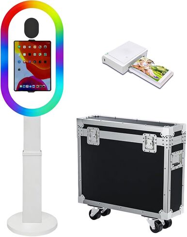 Photo Booth Shell Compatible with iPad Tablet 10.2'' 10.5’’ 10.9'' 11'' 12.9'' 13'' Selfie Protable iPad Photo Booth Machine with Flight Case for Parties Wedding Rental (Black, Photo Booth Machine) in Saudi Arabia