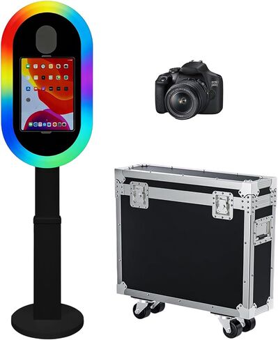 Photo Booth Shell Compatible with iPad Tablet 10.2'' 10.5’’ 10.9'' 11'' 12.9'' 13'' Selfie Protable iPad Photo Booth Machine with Flight Case for Parties Wedding Rental (Black, Photo Booth Machine) in Saudi Arabia