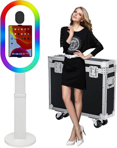 Photo Booth Shell Compatible with iPad Tablet 10.2'' 10.5’’ 10.9'' 11'' 12.9'' 13'' Selfie Protable iPad Photo Booth Machine with Flight Case for Parties Wedding Rental (Black, Photo Booth Machine) in Saudi Arabia