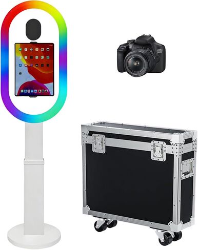 Photo Booth Shell Compatible with iPad Tablet 10.2'' 10.5’’ 10.9'' 11'' 12.9'' 13'' Selfie Protable iPad Photo Booth Machine with Flight Case for Parties Wedding Rental (Black, Photo Booth Machine) in Saudi Arabia