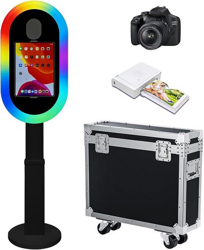 Photo Booth Shell Compatible with iPad Tablet 10.2'' 10.5’’ 10.9'' 11'' 12.9'' 13'' Selfie Protable iPad Photo Booth Machine with Flight Case for Parties Wedding Rental (Black, Photo Booth Machine) in Saudi Arabia