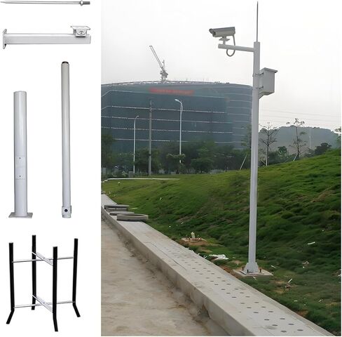 Universal Surveillance Camera Pole Stand with 15.7in Lightning Rod, 6.6ft Height for Outdoor Security, Ideal for Farm, School, and Street Lighting Applications. in Saudi Arabia