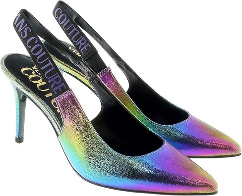 VERSACE JEANS COUTURE حذاء نسائي ذو كعب عالٍ بطباعة تكنيكولور - in Kuwait