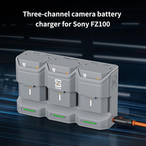 ZGCINE PC3-FZ100 3-Slot NP-FZ100 PD حافظة شاحن بطارية شحن سريع لسوني a7R IV/V، a7 III/IV، a7C II، a6600، a6700، ZV-E1، ZV-E10 II - رمادي in Kuwait