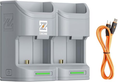 ZGCINE PC2-LPE6 حافظة شحن سريعة بفتحتين PD لبطاريات Canon LP-E6/N/NH/E6P (رمادي) - شاحن بطارية مزدوج مع تخزين SD/microSD، مراقبة LED في الوقت الحقيقي، تصميم مدمج للسفر in Saudi Arabia