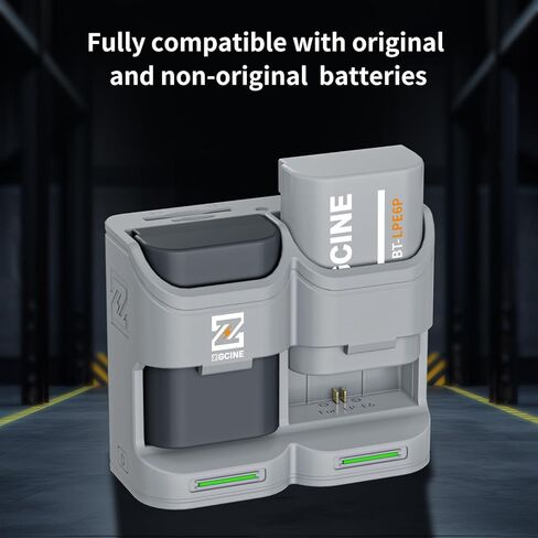 ZGCINE PC2-LPE6 حافظة شحن سريعة بفتحتين PD لبطاريات Canon LP-E6/N/NH/E6P (رمادي) - شاحن بطارية مزدوج مع تخزين SD/microSD، مراقبة LED في الوقت الحقيقي، تصميم مدمج للسفر in Saudi Arabia