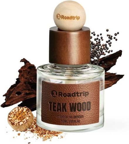 Car Air Freshener - Long Lasting Aromatherapy Essential Oil Diffuser - Car Cup Holder Accessories for Men & Women - Non Toxic Air Freshener - Teakwood Scent Diffuser 1.69 FL OZ/50ML in Saudi Arabia