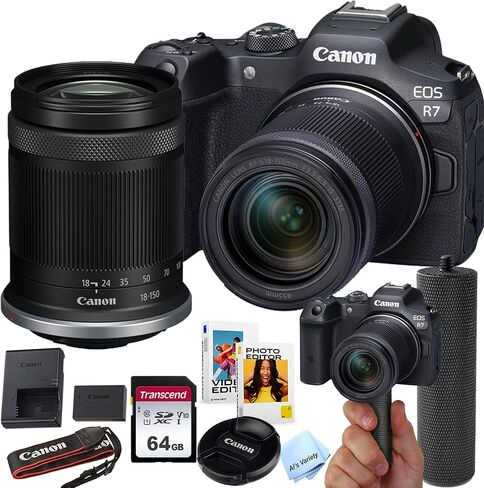 Canon EOS R7 32.5MP APS-C CMOS Sensor Mirrorless Camera with 18-150mm Lens + 64GB Memory + Stabilizing Grip + Software Pack +More (Value Bundle) (Renewed) in Saudi Arabia