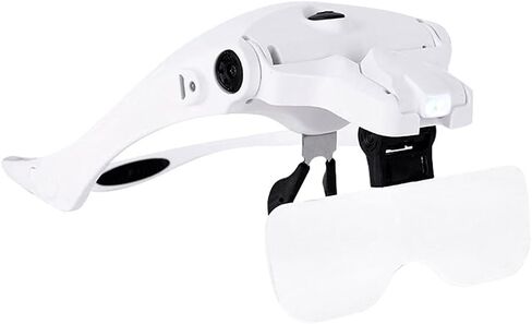 Adjustable 5 Lens Loupe Glasses Magnifier 1.0X .5X 2. 3. with LED Light Headband Rechargeable in Saudi Arabia