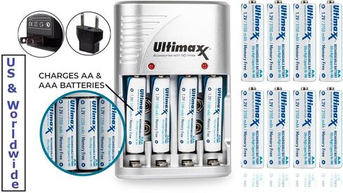 بطارية Ultra Hi 8-AA مع شاحن AC Turbo لكاميرا Nikon Coolpix B500 L340 in Saudi Arabia