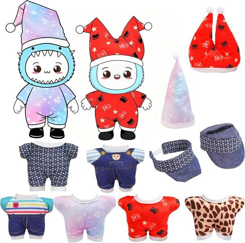 Handmade Crochet 17cm Doll Clothes - Soft, Cute, Stylish Styles with Halter Dress and Headband for Dress up 15cm/17cm Doll Accessories Suit (Iridescence) in Kuwait