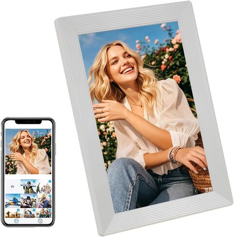 إطار صور رقمي فني تجريدي ثلاثي الأبعاد، شاشة LCD عالية الدقة 10.1 بوصة 1920 * 1200 إطار صور رقمي يعمل باللمس مع واي فاي وبلوتوث، إطار صور إلكتروني سعة 16 جيجابايت، تحميل الصور والفيديو من الهاتف، أفضل هدية للعائلة in Kuwait