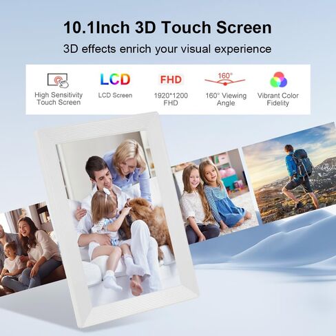 إطار صور رقمي فني تجريدي ثلاثي الأبعاد، شاشة LCD عالية الدقة 10.1 بوصة 1920 * 1200 إطار صور رقمي يعمل باللمس مع واي فاي وبلوتوث، إطار صور إلكتروني سعة 16 جيجابايت، تحميل الصور والفيديو من الهاتف، أفضل هدية للعائلة in Kuwait