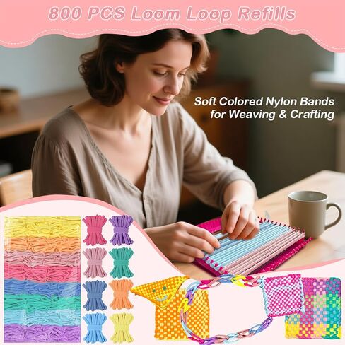 800 PCS Pastel Loom Loops for 7-Inch Weaving Loom – Soft Colored Refill Bands for DIY Potholder Crafts – Girls Gift Kit for Kids Ages 6+, Arts & Craft Supplies in Saudi Arabia