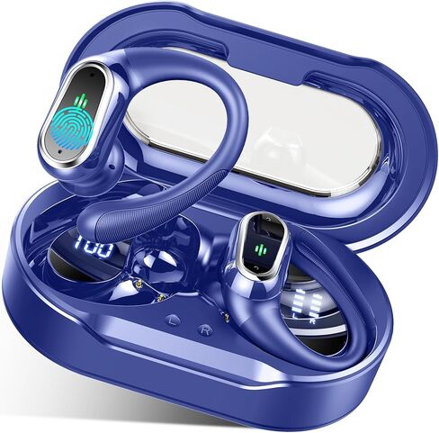Wireless Earbuds, 2025 Bluetooth 5.4 Headphones Sport, 50Hrs HiFi Stereo Deep Bass Over-Ear buds with ENC Noise Cancelling Mic, IP7 Waterproof & LED Display Earphones with Earhooks for Workout/Running in Kuwait