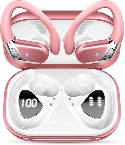 Wireless Earbuds, 2025 Bluetooth 5.4 Headphones Sport, 50Hrs HiFi Stereo Deep Bass Over-Ear buds with ENC Noise Cancelling Mic, IP7 Waterproof & LED Display Earphones with Earhooks for Workout/Running in Kuwait