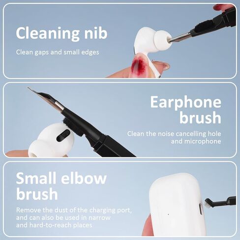 NUOBESTY 20-in-1 Device Cleaning Kit for Electronics with Keyboard Brush and Earbuds Cleaning Tool, Black Set for Laptops, Cameras, Headphones, and Phones Maintenance in Saudi Arabia