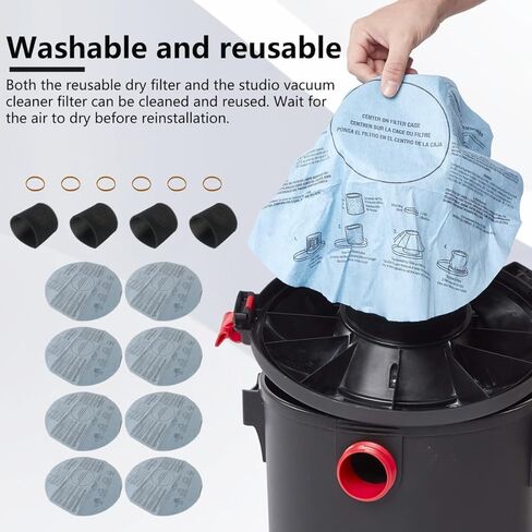 مرشحات جافة احترافية و4 قطع 90585 مجموعة مرشح الأكمام الرغوية لمتجر 1 جالون فاك ميني 2011600(2E200) 1x1 فاك 2010100، تتضمن 6 أشرطة الاحتفاظ in Kuwait