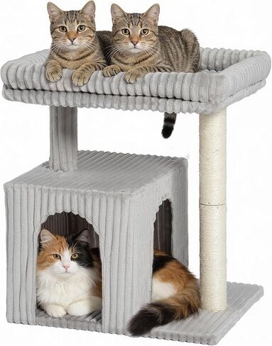 شجرة القط للقطة الكبيرة ، 20.9 * 15.7 في سرير جثم كبير للقطط البالغة ، وبرج القط 22.8 بوصة مع خدش ، و CAT CONTO مع أبواب للقطط الداخلية ، والرمادي الداكن in Kuwait