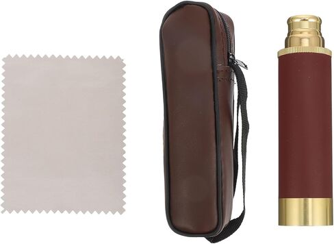 Pirate Monocular Telescope 25x30 Retro Stretchable Single Tube with Leather Case, Vintage Pirate Style for Outdoor Hunting and Astronomy Beginners, Coffee Color in Saudi Arabia