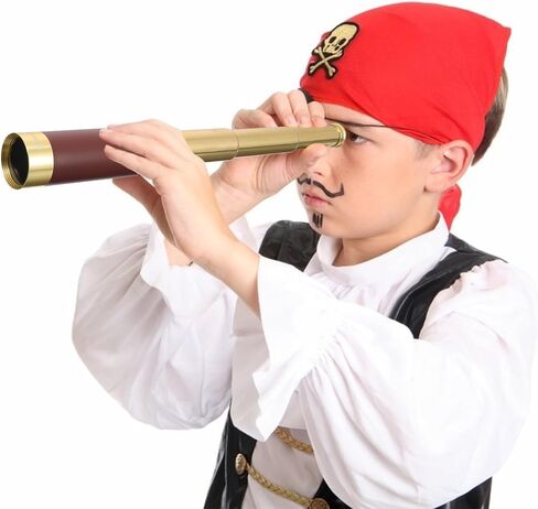 Pirate Monocular Telescope 25x30 Retro Stretchable Single Tube with Leather Case, Vintage Pirate Style for Outdoor Hunting and Astronomy Beginners, Coffee Color in Saudi Arabia