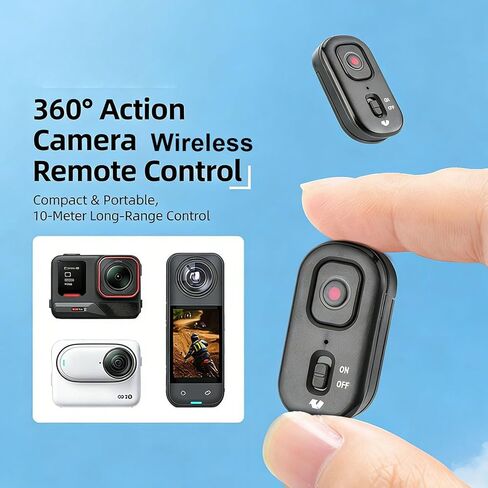 جهاز تحكم عن بعد لاسلكي من Yunseity لكاميرا الحركة 5.0 نطاق 10 متر متوافق مع 360 ONE RS GO 3S ACE Pro X3 X4 X5 مع بطارية مدمجة مقاومة للماء IPX4 in Saudi Arabia