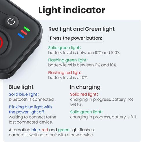 LICHIFIT Bluetooth Remote Controller for Insta360 X5 /X4 /X3/ Ace Pro 2 / GO 3S for GoPro Hero 13/12/11/10/9/ Max 2 /Mini Camera and Smartphone Waterproof Wireless Smart Remote Control 50m Range in Saudi Arabia