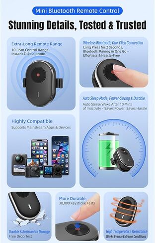 LICHIFIT Universal Bluetooth Remote Controller for DJI Osmo 360 /Action 6 for Insta360 X5/ ACE PRO 2/GO Ultra for GoPro Hero 13/Max 2 Camera Smartphone Waterproof Mini Wireless Smart Remote Control in Saudi Arabia