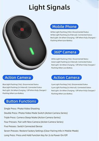 LICHIFIT Universal Bluetooth Remote Controller for DJI Osmo 360 /Action 6 for Insta360 X5/ ACE PRO 2/GO Ultra for GoPro Hero 13/Max 2 Camera Smartphone Waterproof Mini Wireless Smart Remote Control in Saudi Arabia