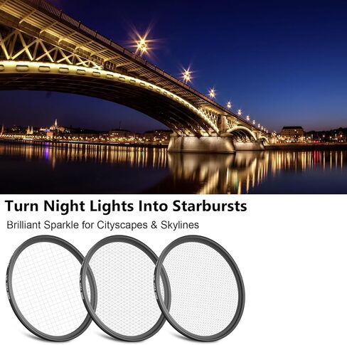 فلتر عدسة ARTCISE 77 مم ستار فلتر 6 نقاط لكاميرا DSLR، فلتر تأثير Starburst للتصوير الفوتوغرافي الليلي، خطوط الضوء، مناظر المدينة وأضواء العطلات (82 مم) in Saudi Arabia