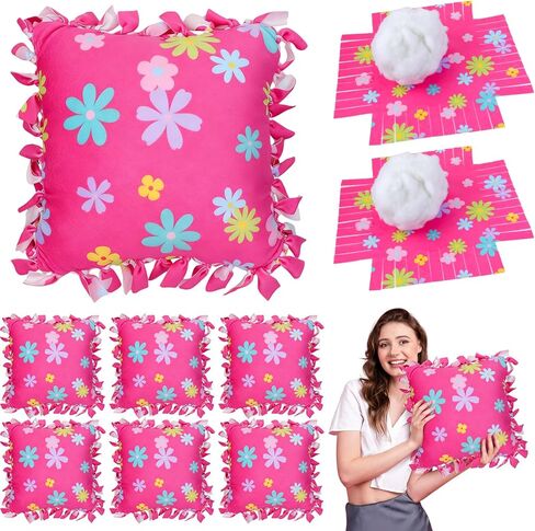 Chunful 6 Sets Thanksgiving Fall Tied Pillow Craft Kit DIY Give Thanks Pillow Craft Gifts with Fall Leaves for Autumn Harvest Thanksgiving Party Decor VBS School Favors Classroom Giveaways in Kuwait