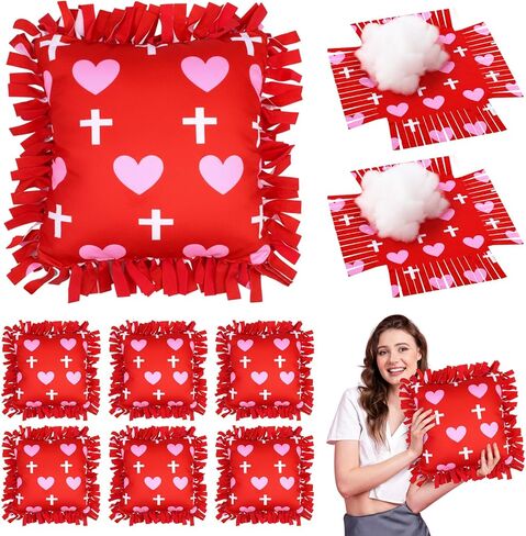 Chunful 6 Sets Thanksgiving Fall Tied Pillow Craft Kit DIY Give Thanks Pillow Craft Gifts with Fall Leaves for Autumn Harvest Thanksgiving Party Decor VBS School Favors Classroom Giveaways in Kuwait