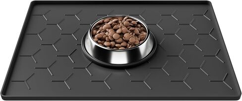 Pieviev Dog Cat Food Bowl Proy ، حصيرة طعام مقاوم للماء ، حصيرة طعام للحيوانات الأليفة للأرضية ، حافة مرتفعة عالية لمنع الانسكابات ، رماديًا غير منقوش ونظيفة للنظافة للأوعية والقطط ، 24''x16 '' ، رمادي فاتح in Kuwait